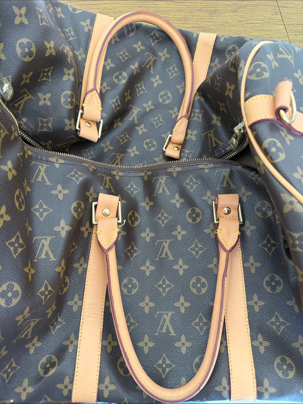 Louis Vuitton Monogram Canvas Travel Tote with Tan Leather Trim - Picture 8 of 10